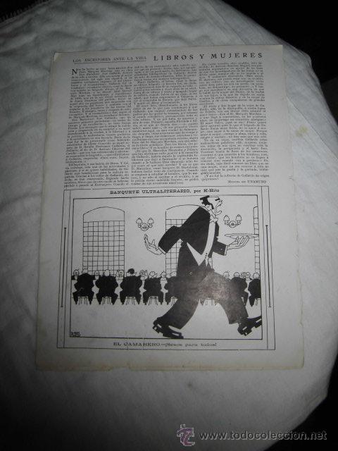 Collezionismo di Riviste e Giornali: LOS ESCRITORES ANTE LA VIDA .LIBROS Y MUJERES POR MIGUEL DE UNAMUNO HOJA REVISTA NUEVO MUNDO 1922