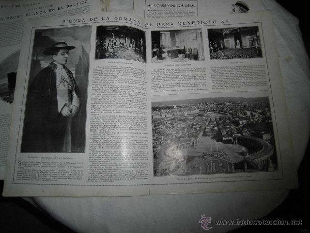 Coleccionismo de Revistas y Peri&oacute;dicos: FIGURA DE LA SEMANA EL FALLECIDO PAPA BENEDICTO XV 2 HOJAS REVISTA NUEVO MUNDO 1922