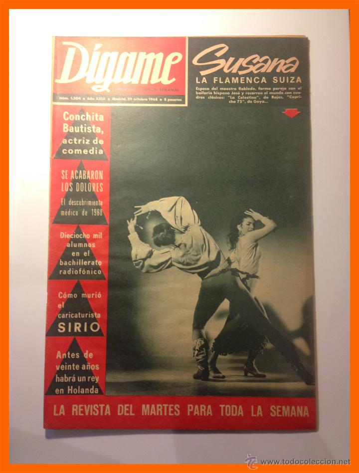 Coleccionismo de Revistas y Peri&oacute;dicos: DIGAME A&ntilde;o XXIX N&ordm; 1504 - 29 Octubre 1968 - Susana flamenca suiza. Jose Bardasano. Picasso.