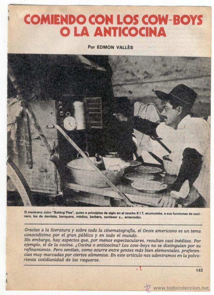 Collezionismo di Riviste e Giornali: ARTICULO PUBLICITARIO: COMIENDO CON LOS COW-BOYS O LA ANTICOCINA (a&ntilde;os 60)