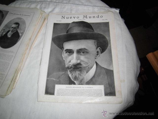 Coleccionismo de Revistas y Peri&oacute;dicos: JACINTO BENAVENTE VA A AMERICA HOJA REVISTA NUEVO MUNDO 1922