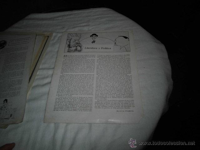 Collezionismo di Riviste e Giornali: LITERATURA Y POLITICA POR MIGUEL DE UNAMUNO  HOJA REVISTA NUEVO MUNDO 1922