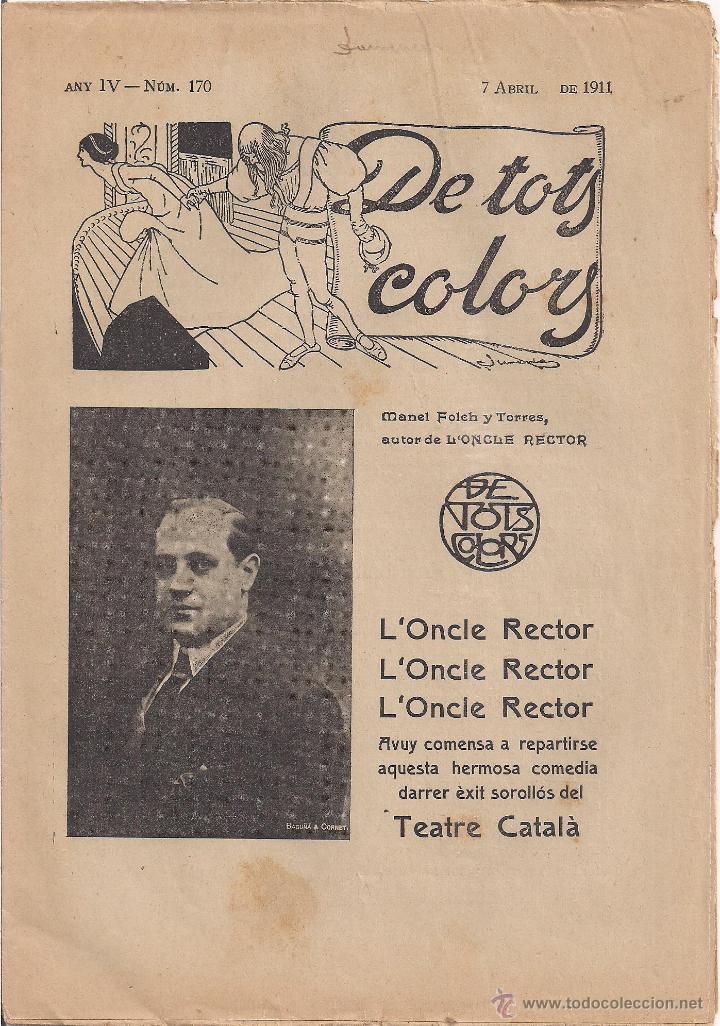 Coleccionismo de revistas y peri&oacute;dicos: DE TOTS COLORS N&ordm; 170 - 7 Abril 1911