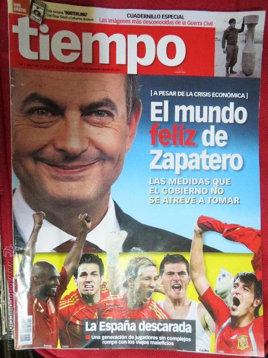 Collezionismo di Riviste e Giornali: REVISTA TIEMPO,2008 N&ordm; 1366 EL MUNDO FELIZ DE ZAPATERO.