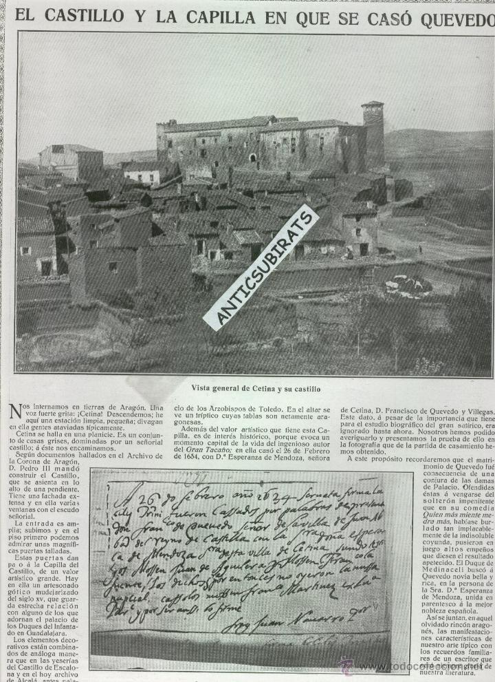 Coleccionismo de Revistas y Peri&oacute;dicos: REVISTA A&Ntilde;O 1914 JUAN CARDONA PINTOR CASTILLO DE CETINA DONDE SE CASO QUEVEDO TRAJE TIPICO DE LEON
