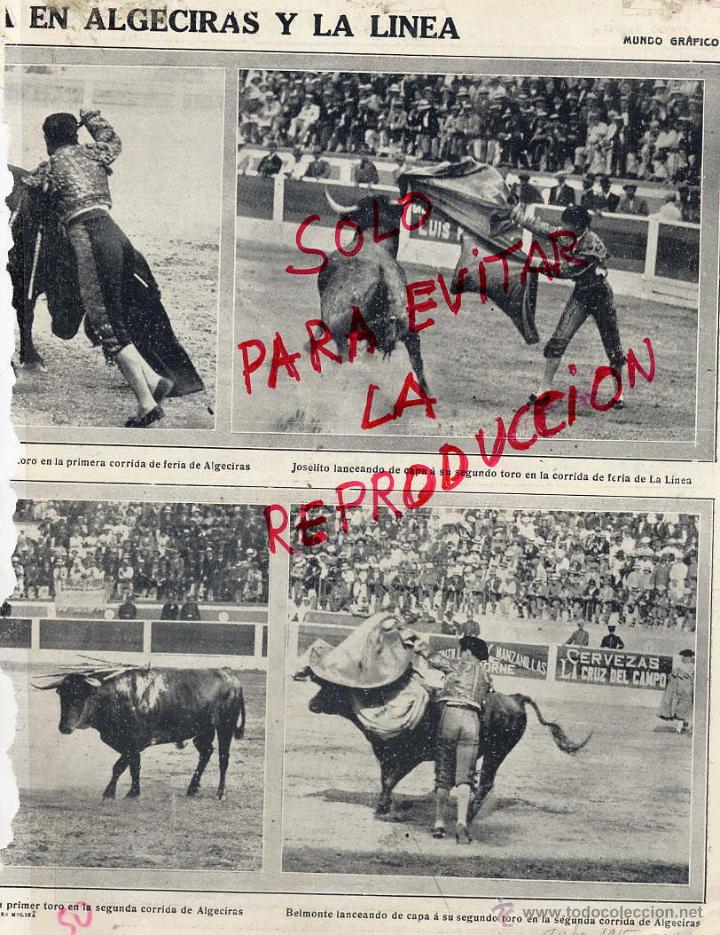 Coleccionismo de Revistas y Peri&oacute;dicos: TOROS 1915 ALGECIRAS JOSELITO Y BELMONTE HOJA REVISTA