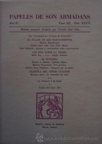 Coleccionismo de revistas y peri&oacute;dicos: Papeles de Son Armadans n&ordm; XXXVI/Director Camilo Jos&eacute; Cela