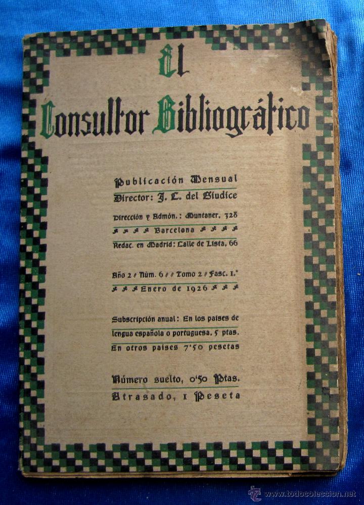 Coleccionismo de revistas y peri&oacute;dicos: EL CONSULTOR BIBLIOGRAFICO. A&Ntilde;O 2 N&ordm; 8. MARZO DE 1926. PUBLICACI&Oacute;N MENSUAL. DIR. J.C. DEL GIUDICE.