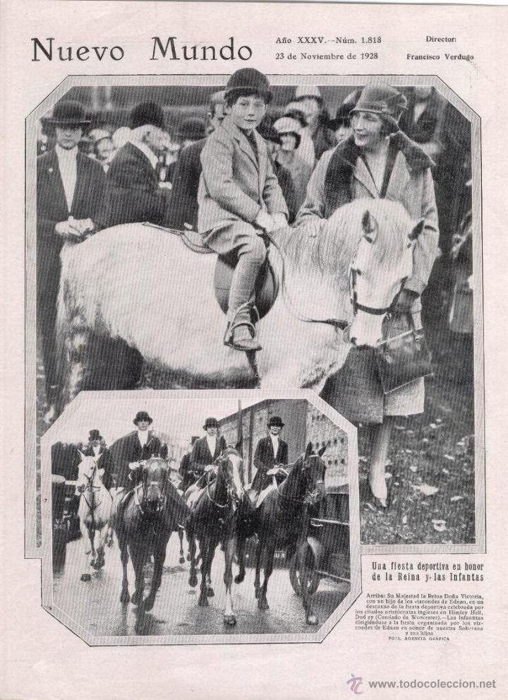 Coleccionismo de revistas y peri&oacute;dicos: FIESTA DEPORTIVA EN HONOR DE LA REINA VICTORIA Y LAS INFANTAS EN WORCESTER-HOJA REVISTA 1928