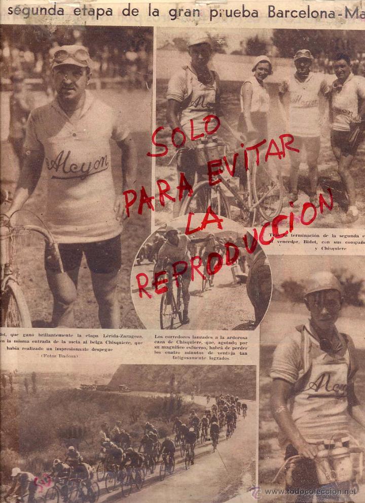 Coleccionismo de revistas y peri&oacute;dicos: CICLISMO 1932 2&ordf; ETAPA BARCELONA MADRID JEAN BIDOT Y CHISQUIERRE