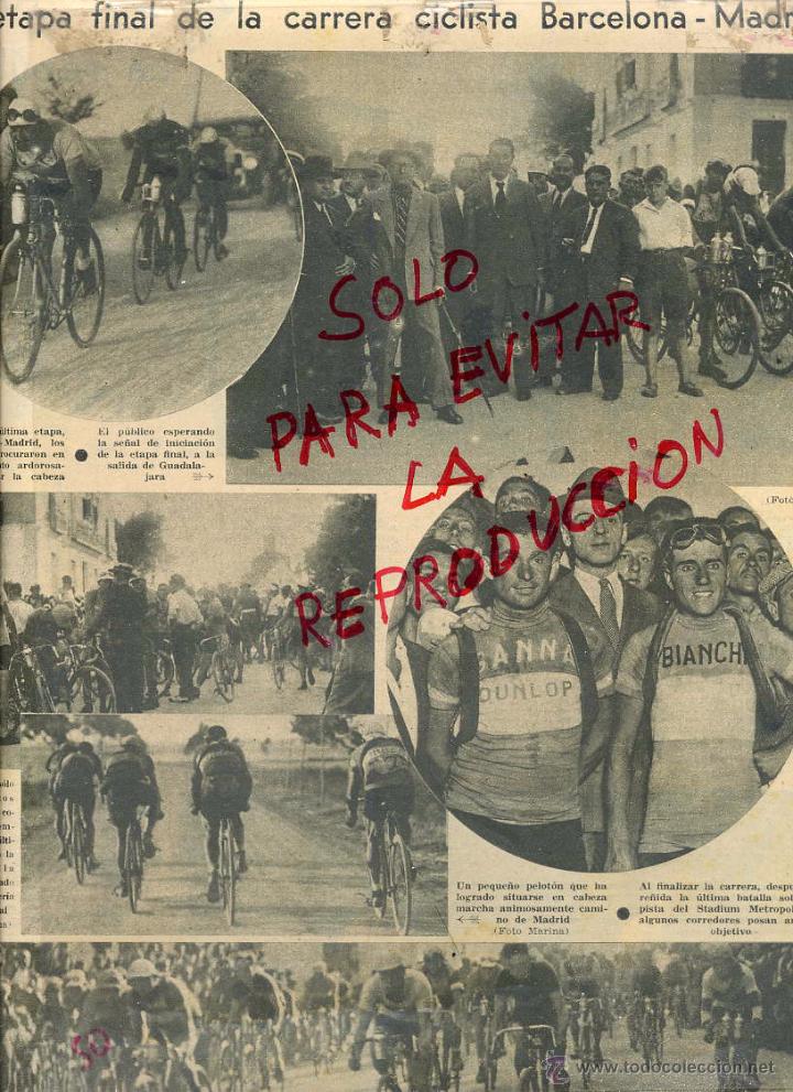 Coleccionismo de revistas y peri&oacute;dicos: CICLISMO 1932 FIKNAL EVUELTA CICLISTA BARCELONA MADRID 3&ordm; VICENTE CARRETEROI HOJA REVISTA