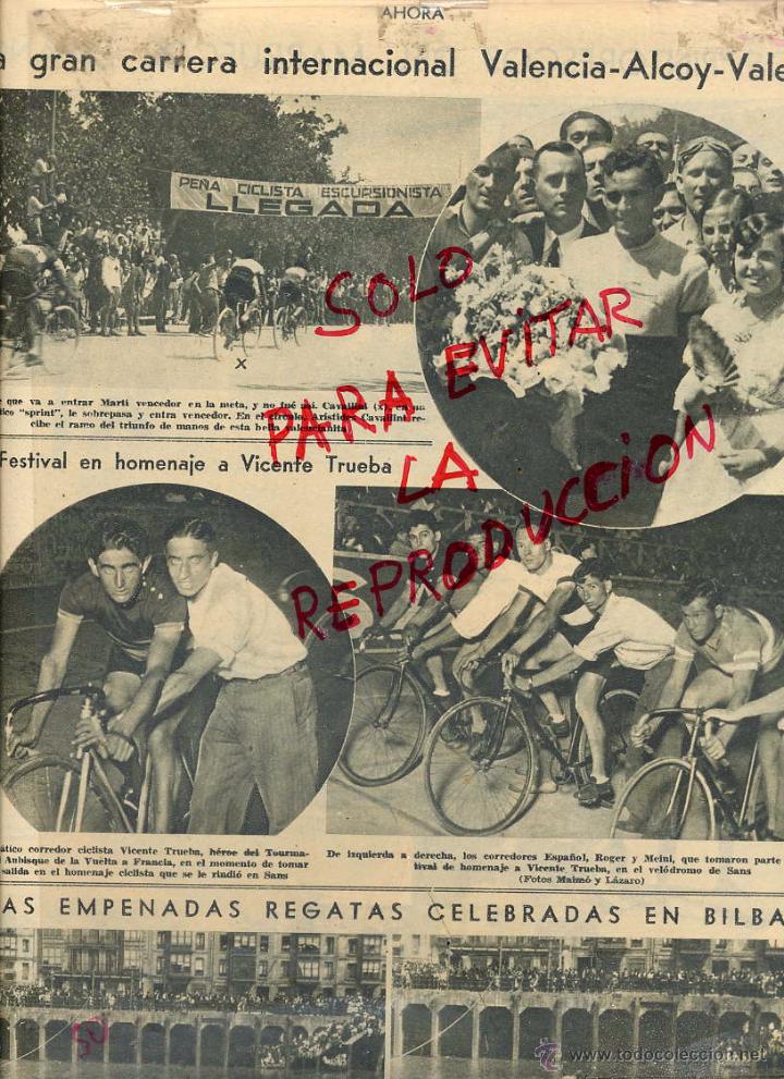 Coleccionismo de revistas y peri&oacute;dicos: CICLISMO 1932 CARRERA INTERNACIONAL VALENCIA--ALCOY-VALENCIA HOJA REVISTA