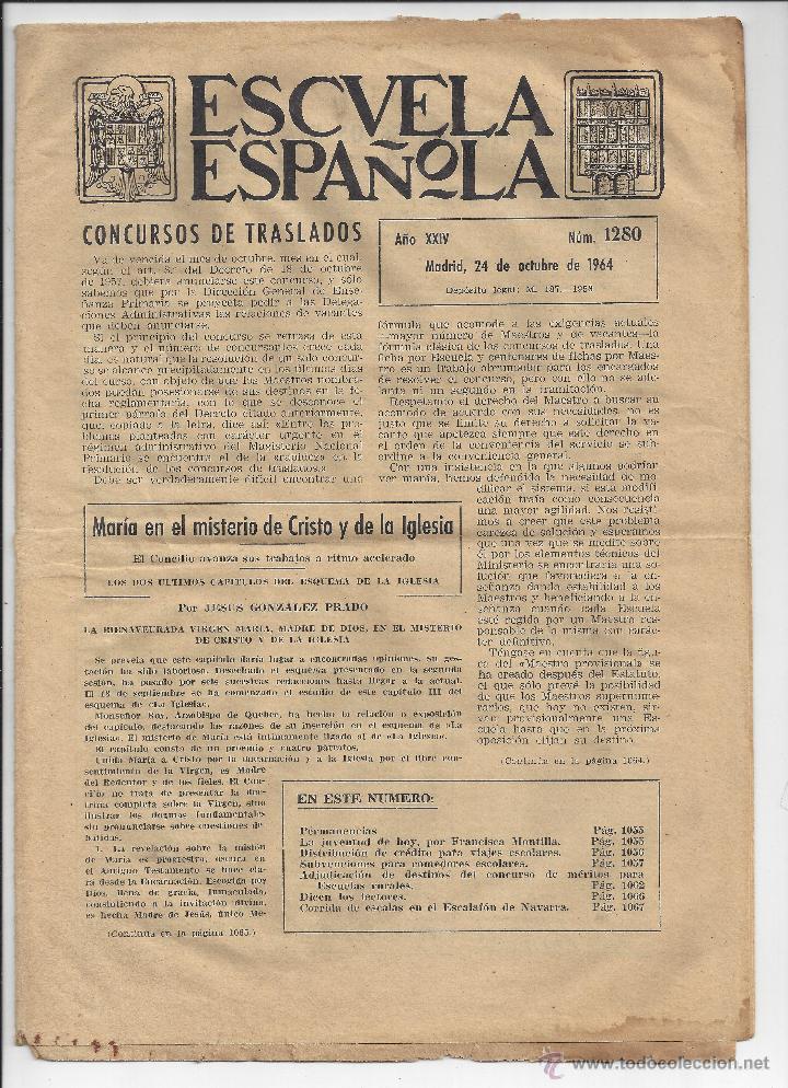 Collection Magazines and Newspapers: REVISTA ESCUELA ESPA&Ntilde;OLA. 24 OCTUBRE 1964. N&ordm; 1280