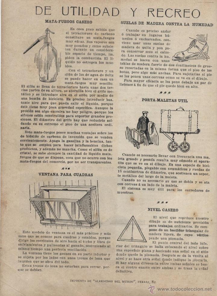 Coleccionismo de Revistas y Peri&oacute;dicos: De utilidad y recreo: mata-fuegos, porta-maletas, nivel casero&hellip; - 1913