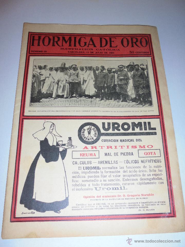 Coleccionismo de revistas y peri&oacute;dicos: LA HORMIGA DE ORO BARCELONA 15 JULIO  1922 N&ordm; 28 MELILLA IMPLANTACION DEL PROTECTORADO