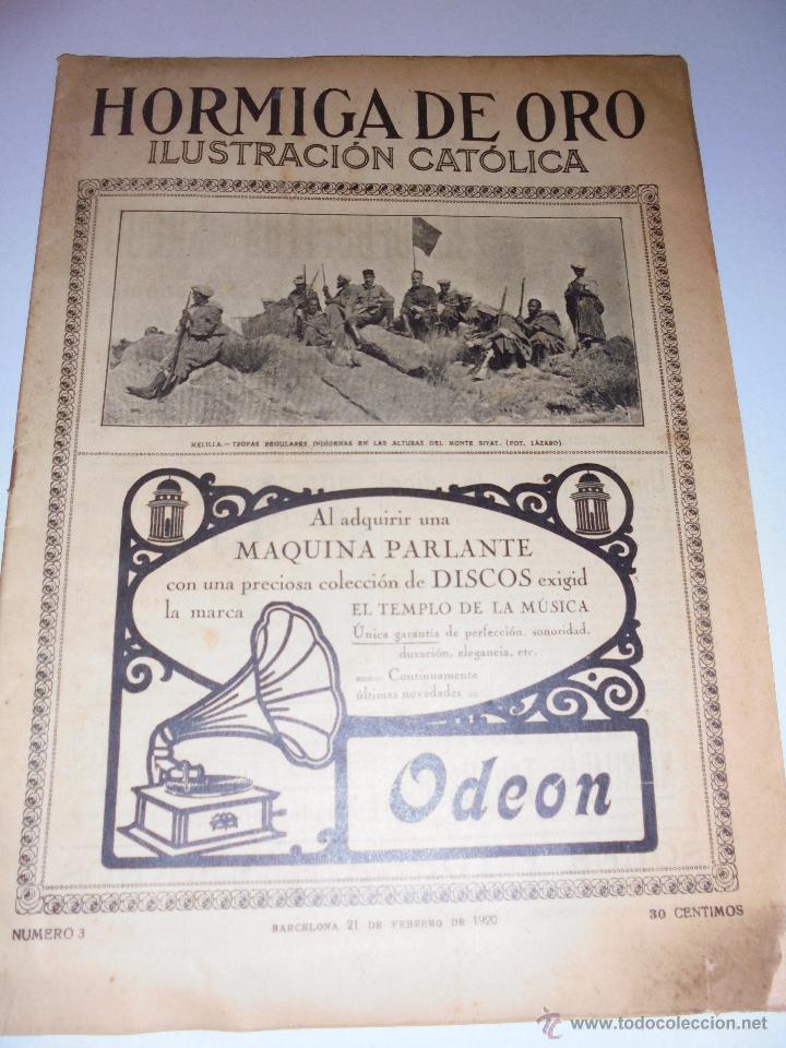 Coleccionismo de revistas y peri&oacute;dicos: HORMIGA DE ORO N&ordm; 3 BARCELONA 21 FEBRERO 1920 - MELILLA TROPAS REGULARES INDIGENAS EN LAS ALTURAS