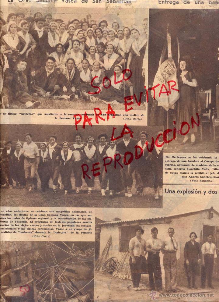 Coleccionismo de Revistas y Peri&oacute;dicos: SAN SEBASTIAN 1932 SEMANA VASCA-HARO EXPLOSION CASETA PIRORECNIA HOJA REVISTA
