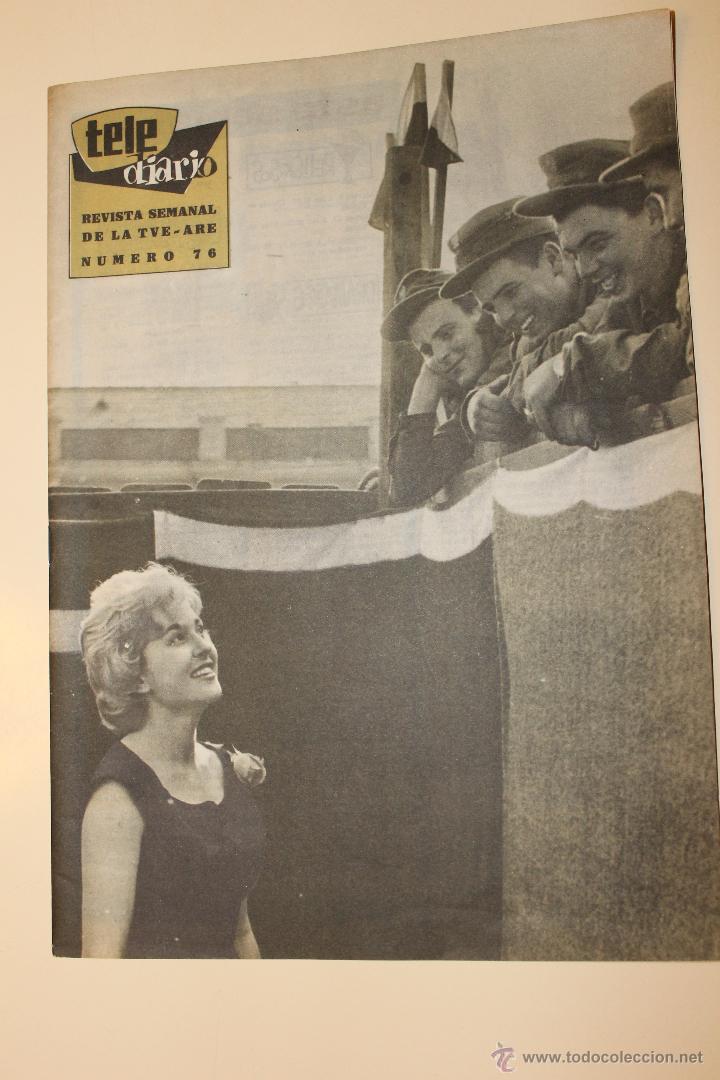 Sammeln von Zeitschriften und Zeitungen: REVISTA SEMANAL DE LA TVE-ARE N&ordm; 76 TELE DIARIO, 1959 ROSANA FERRERO CON REGIMIENTO DE TRANSMISIONES