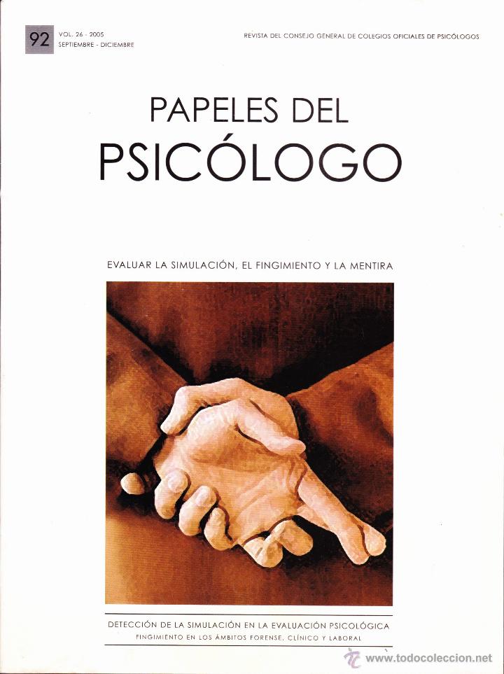 Colecionismo de Revistas e Jornais: REVISTA&middot;&middot;PAPELES DEL PSICOLOGO &middot;&middot;&middot; N&ordm; 92