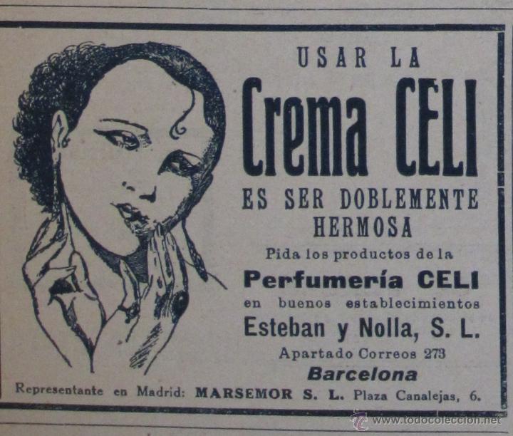 Coleccionismo de revistas y peri&oacute;dicos: Publicidad crema Celi - 1928