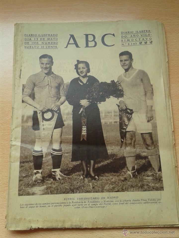 Coleccionismo de revistas y peri&oacute;dicos: PERIODICO ABC 13 DE MAYO DE 1932 NUMERO SUELTO FUTBOL UNIVERSITARIO EN MADRID
