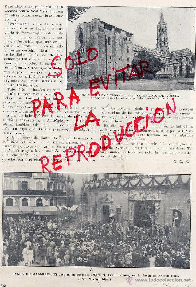 Coleccionismo de Revistas y Peri&oacute;dicos: PALMA MALLORCA 1923 FIESTA RAMON LLULL-TOLOSA IGLESIA  HOJA REVISTA