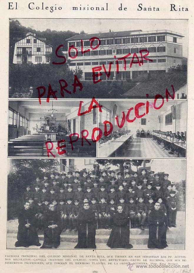 Coleccionismo de revistas y peri&oacute;dicos: SAN SEBASTIAN 1929 GOLEGIO SANTA RITA PADRES AGUSTINOS HOJA REVISTA