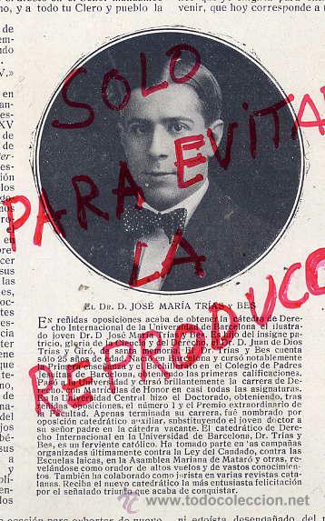 Coleccionismo de Revistas y Peri&oacute;dicos: JOSE MARIA TRIAS Y BES 1916 CATEDRA DE DERECHO HOJA REVISTA
