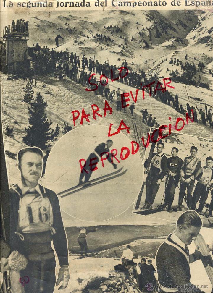 Coleccionismo de revistas y peri&oacute;dicos: LA MOLINA 1935 BARCELONA  SEGUNDA JORNADA CAMPEONATO ESPA&Ntilde;A DE ESQUIES HOJA PERIODICO