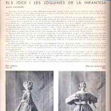 Coleccionismo de Revistas y Periódicos: REVISTA 1935 JUGUETES MUÑECAS ANTIGUAS MUÑECA JUMEAU OUILLI PORCELAN PINTOR ESTEBAN VICENTE POBLET