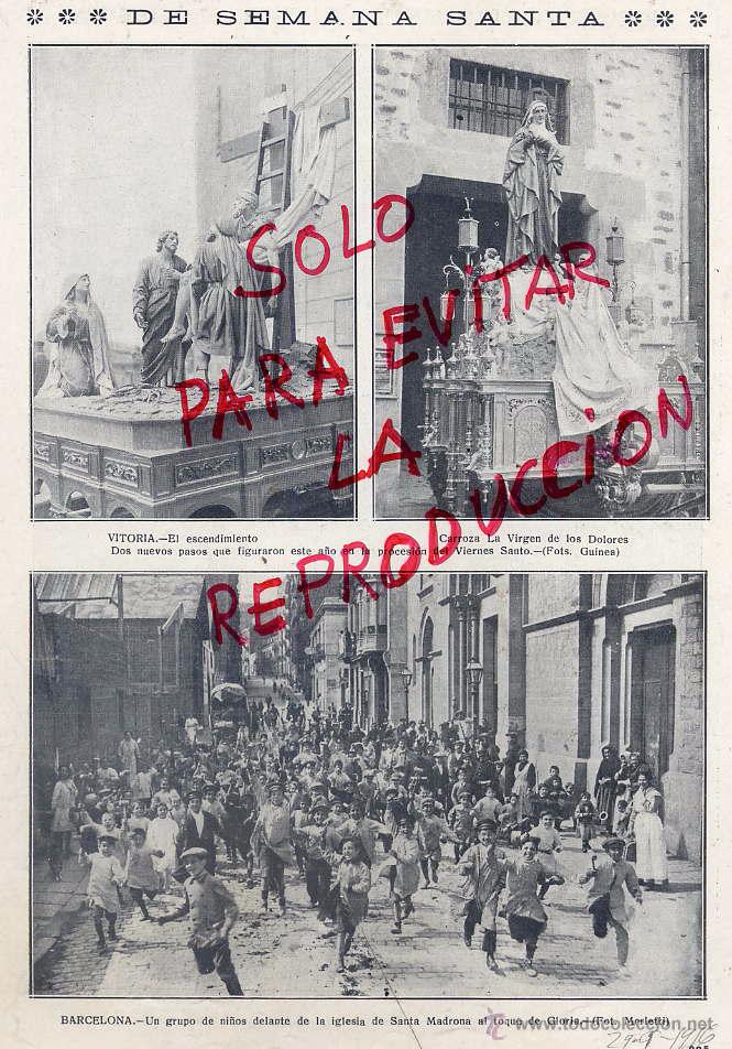 Coleccionismo de Revistas y Peri&oacute;dicos: VITORIA 1916 SEMANA SANTA --BARCELONA  SEMANA SANTA TOQUE GLORIA Y NI&Ntilde;OS HOJA REVISTA