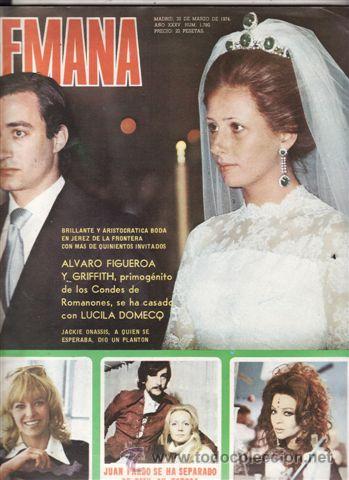 Coleccionismo de Revistas y Peri&oacute;dicos: REVISTA SEMANA N&ordm; 1780 A&Ntilde;O 1974. PORTADA: ALVARO FIGUEROA Y LUCILA DOMECO. NATHALIE DELON. SARA MONT