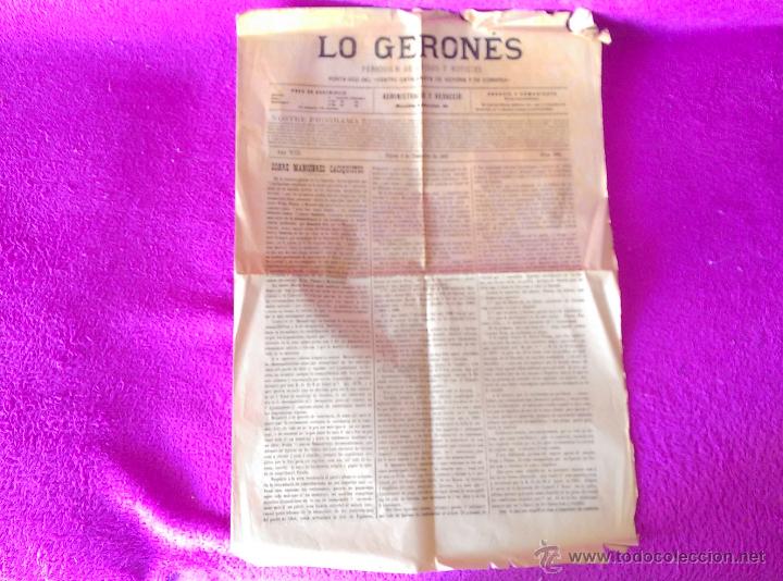Coleccionismo de Revistas y Peri&oacute;dicos: LO GERONES, PERIODICH DE AVISOS Y NOTICIES 1901, 5 DE DESEMBRE DE 1901, RAR