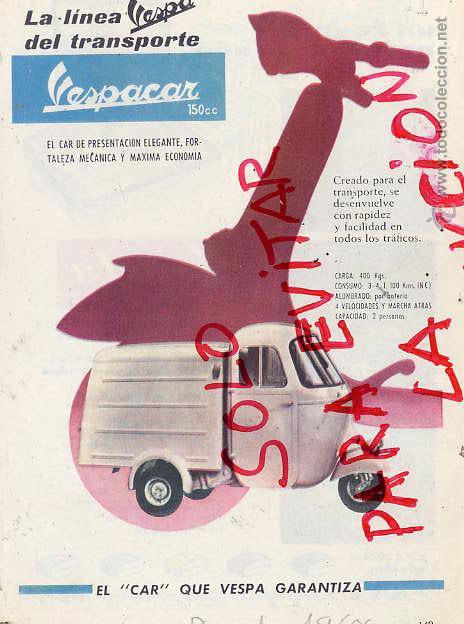 Coleccionismo de Revistas y Peri&oacute;dicos: VESPA 1960 VESPACAR MOTO HOJA LIBRITO