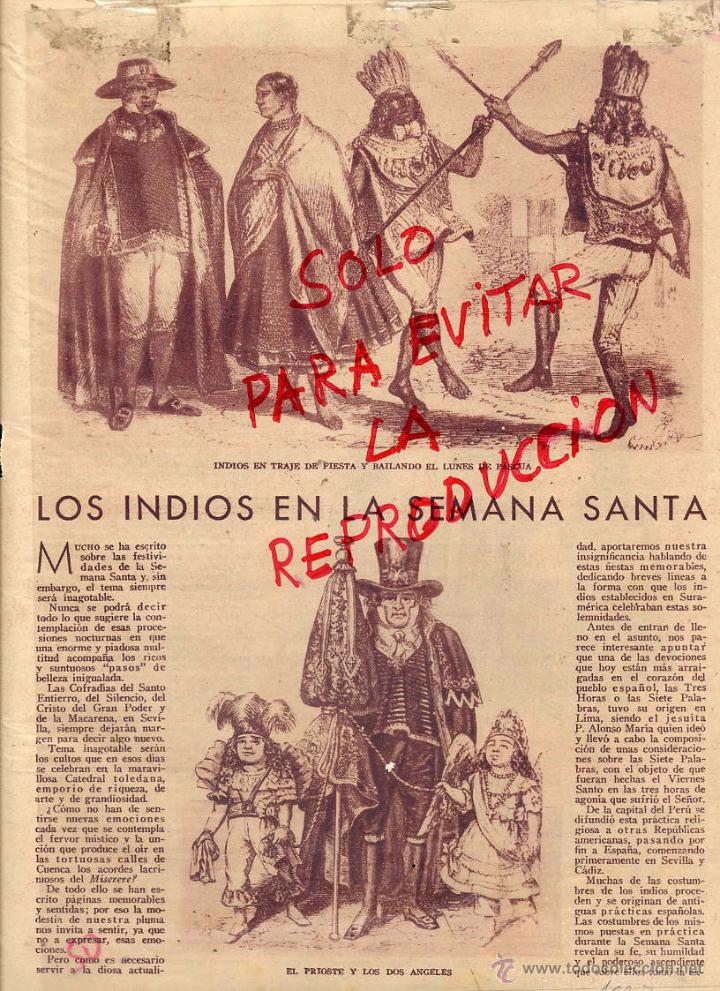 Coleccionismo de Revistas y Peri&oacute;dicos: SEVILLA 1927 COFRADIAS INDIOS EN LA SEMANA SANTA 2 HOJAS REVISTA