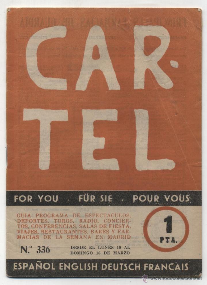 Collezionismo di Riviste e Giornali: Cartel n&ordm;  336. A&ntilde;o 1958.