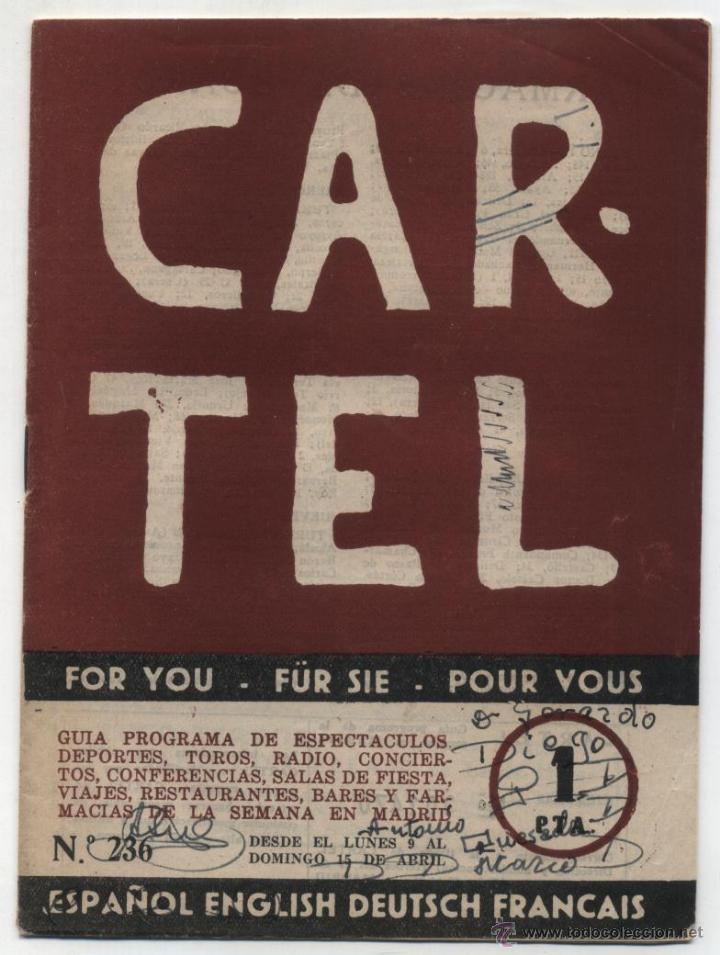 Collezionismo di Riviste e Giornali: Cartel. Lote de 2 ejemplares  n&ordm;  236 y 237.  A&ntilde;o 1956.