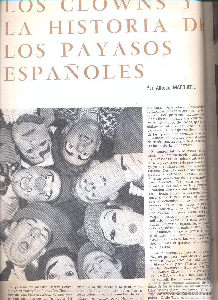 Coleccionismo de Revistas y Peri&oacute;dicos: REVISTA 1974 HISTORIA DE LOS PAYASOS ESPA&Ntilde;OLES CLOWN FERROL GONZALO TORRENTE BALLESTER