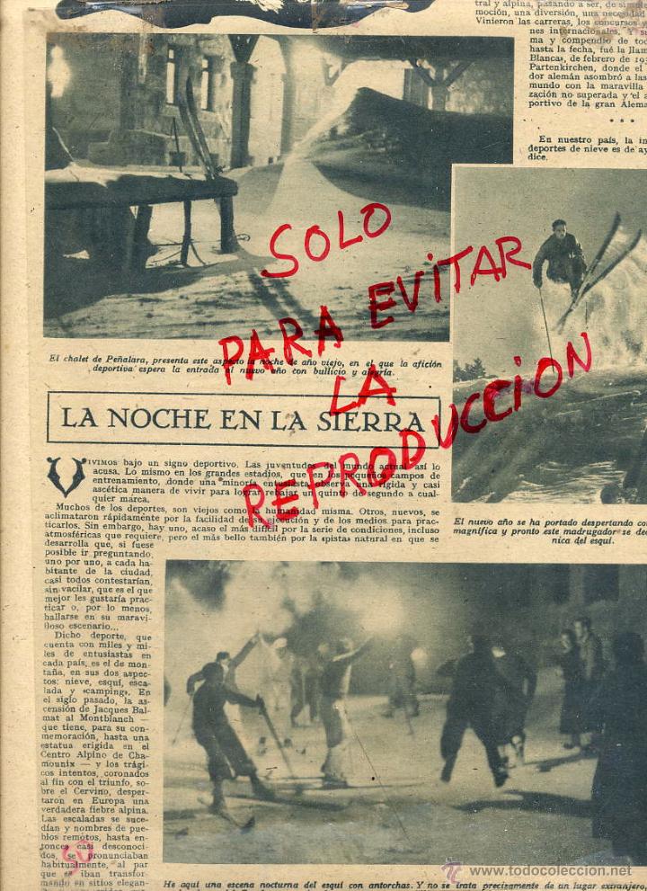 Coleccionismo de revistas y peri&oacute;dicos: MADRID 1940 ESQUI NOCTURNO ANTORCHAS EN EL GUADARRAMA  2 HOJAS  REVISTA