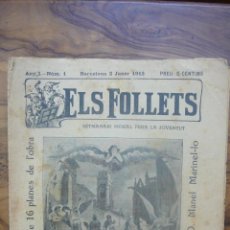 Coleccionismo de Revistas y Periódicos: ELS FOLLETS. SETMANARI MORAL PERA LA JOVENTUT. BARCELONA, 1913. NÚM. 1. 22 CM. 8 PÁG.