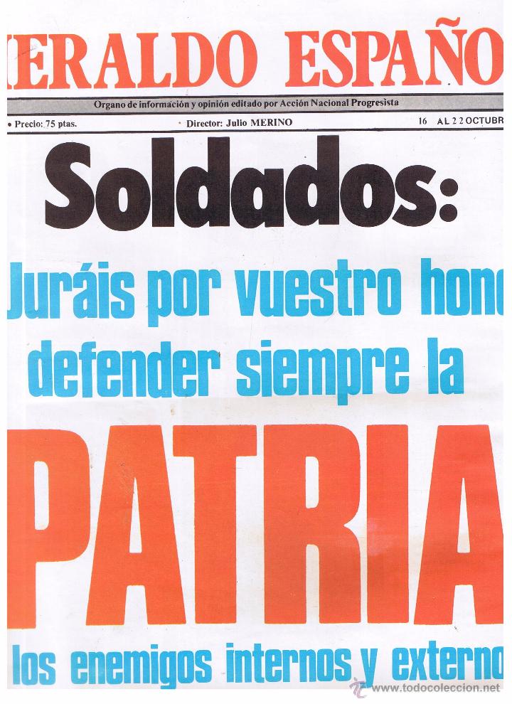 Sammeln von Zeitschriften und Zeitungen: HERALDO ESPA&Ntilde;OL. N&ordm; 28. SOLDADOS: JUR&Aacute;IS DEFENDER SIEMPRE LA PATRIA. 22 OCTUBRE 1980.  (P/B1)
