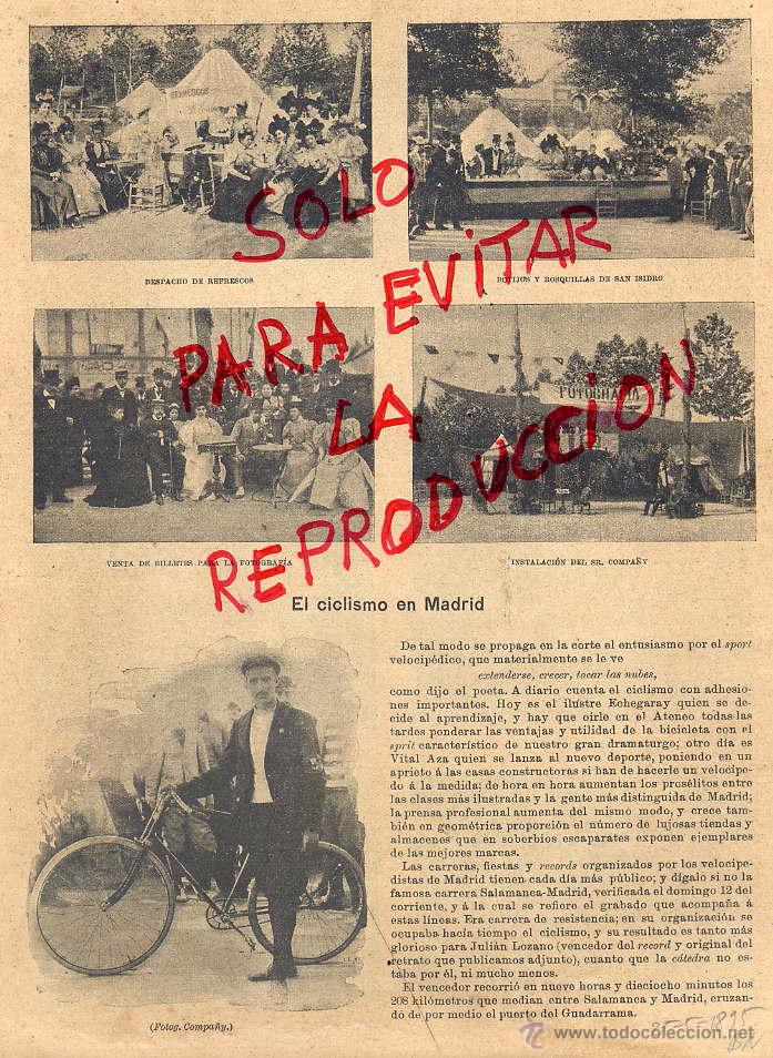 Coleccionismo de revistas y peri&oacute;dicos: CICLISMO 1895 MADRID 2 HOJAS REVISTA
