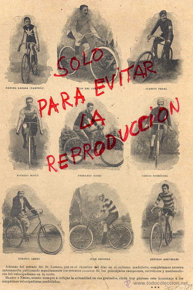 Coleccionismo de revistas y peri&oacute;dicos: CICLISMO 1895 MADRID CICLISTAS HOJA REVISTA