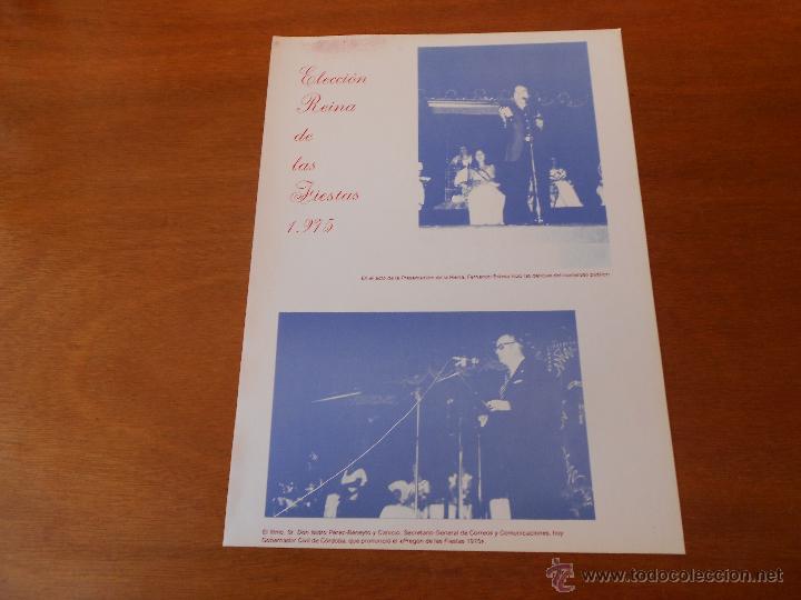 Colecionismo de Revistas e Jornais: RECORTE PRENSA: REINA FIESTAS NOVELDA 1975, GOBERNADOR CIVIL DE C&Oacute;RDOBA, ACTUACI&Oacute;N FERNANDO ESTESO