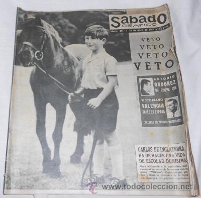 Collectionnisme de Revues et Journaux: S&Aacute;BADO GR&Aacute;FICO N&ordm; 291, DE 1962, CARLOS DE INGLATERRA