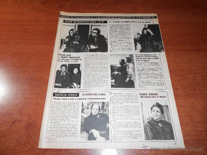 Coleccionismo de Revistas y Peri&oacute;dicos: RECORTE PRENSA 1974: CARMEN SEVILLA, ALVARO DE LUNA, PACO DE ALBA, QUETA CLAVER, ANDR&Eacute;S MAGDALENO
