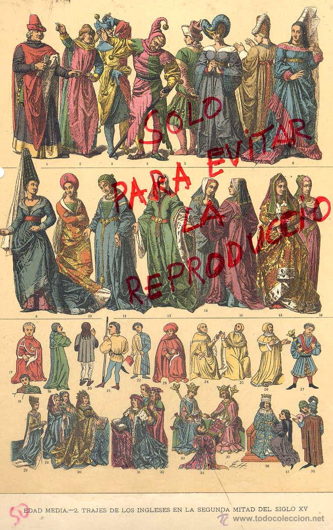 Coleccionismo de Revistas y Peri&oacute;dicos: EDADA MEDI TRAJE INGLESES 1896 -1901 HIST.GRAL.DE ARTE LUIS DOMENECH I MONTANER LAMINA
