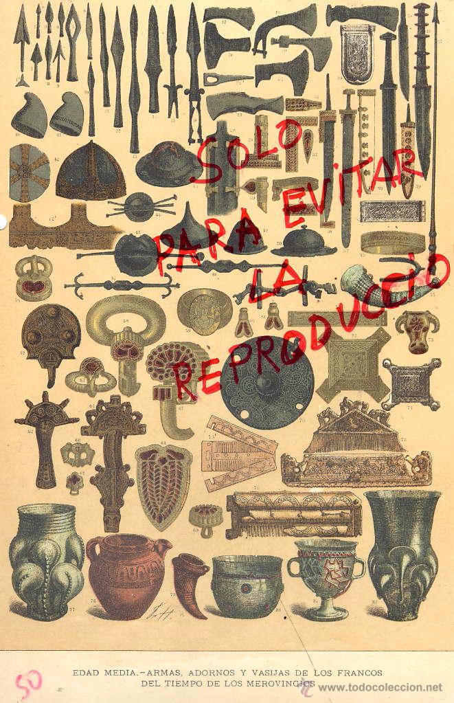 Coleccionismo de Revistas y Peri&oacute;dicos: EDADA MEDI ARMAS Y ADORNOS FRANCOS 1896 -1901 HIST.GRAL.DE ARTE LUIS DOMENECH I MONTANER LAMINA