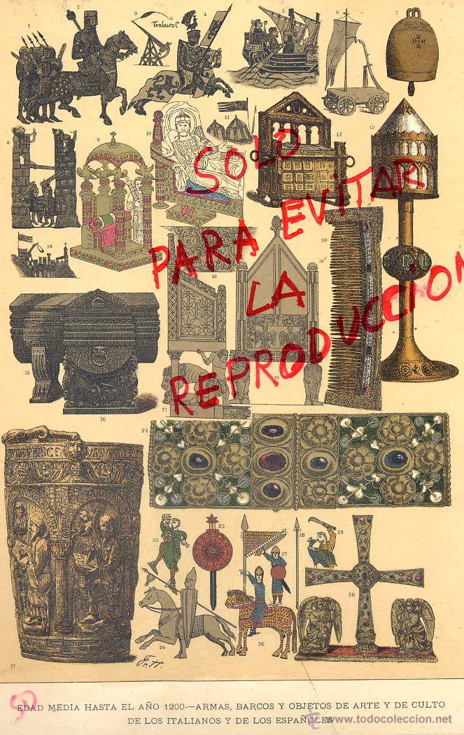 Coleccionismo de Revistas y Peri&oacute;dicos: EDAD MEDIA ARMAS BARCOS ITALIANOS Y 1896 -1901 HIST.GRAL.DE ARTE LUIS DOMENECH I MONTANER LAMINA