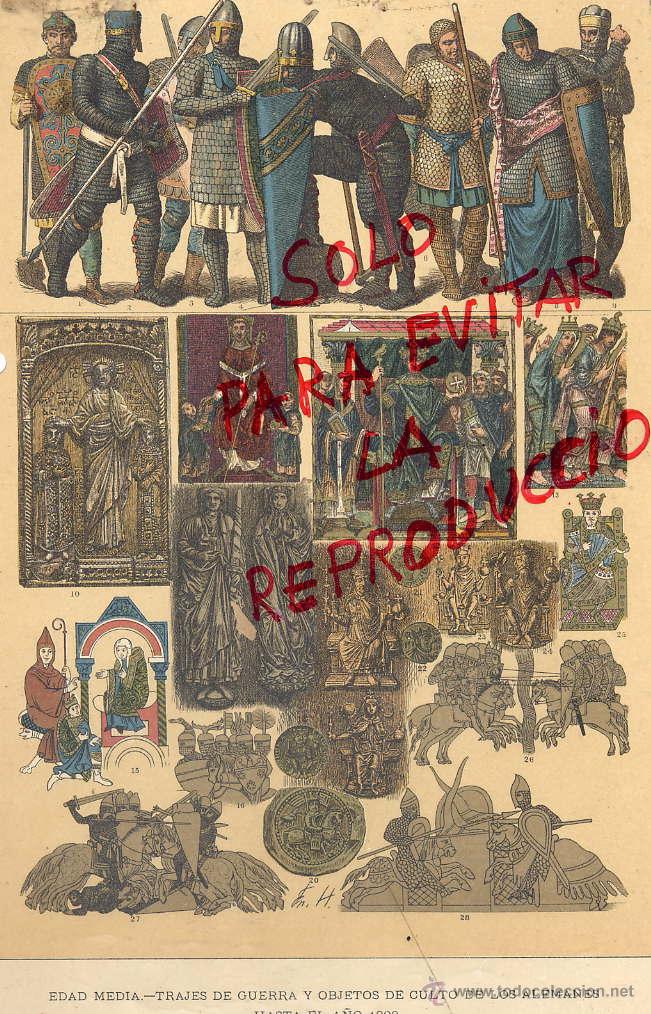 Coleccionismo de Revistas y Peri&oacute;dicos: EDAD MEDIA TRAJES GUERRA ALEMANES 1896 -1901 HIST.GRAL.DE ARTE LUIS DOMENECH I MONTANER LAMINA